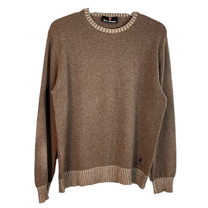 Tonino Lamborghini Men's Cashmere Wool Brown Crew Neck Sweater Large Academia